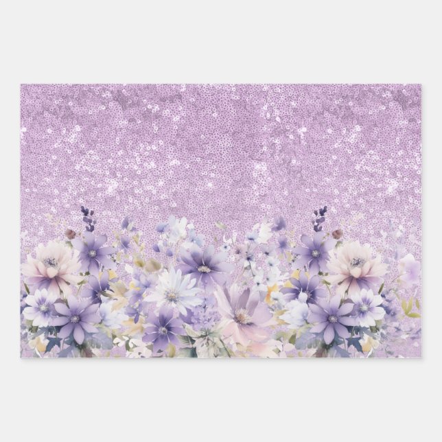 Feuille De Papier Cadeau Papillon floral Baby shower de fille personnalisée (Devant)