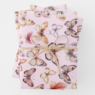 Feuille De Papier Cadeau Papillon Motif Aquarelle Élégant Joli Cadeau