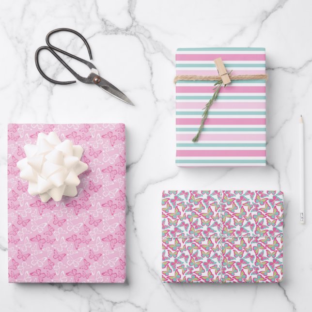 Feuille De Papier Cadeau Papillons (Recto)
