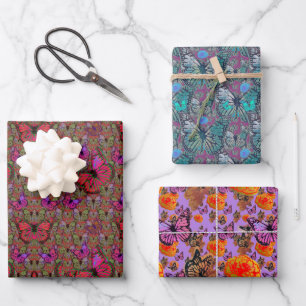 Feuille De Papier Cadeau Papillons abondants