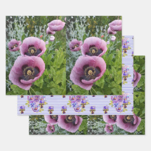 Feuille De Papier Cadeau Papillons rose violet mauve mauve fleurs mauve cad