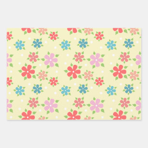 Feuille De Papier Cadeau Pâques Jaune Floral