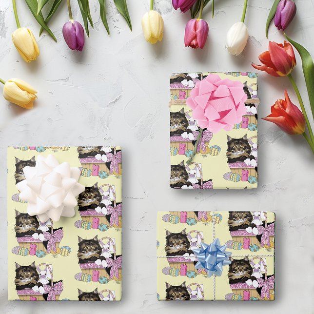 Feuille De Papier Cadeau Pâques Panier TabbyKitten (Créateur téléchargé)
