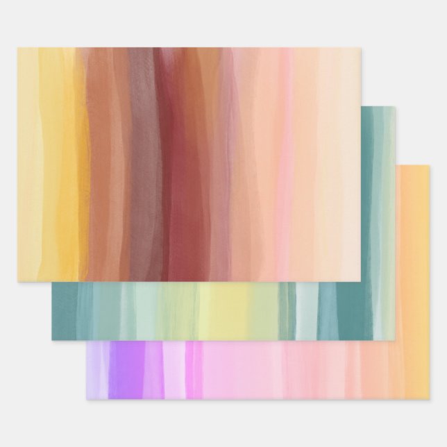 Feuille De Papier Cadeau Paquet de variété abstrait à peinture douce (Lot)