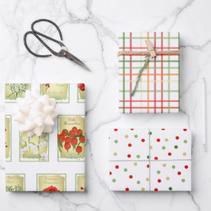 Feuille De Papier Cadeau Paquets, points et plaids vintages