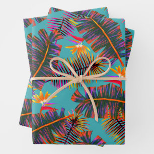 Feuille De Papier Cadeau Paradis de palmier sarcelle