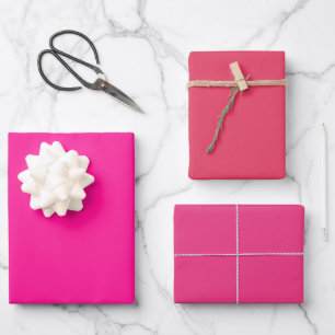 Feuille De Papier Cadeau Paradis Rose Fluorescent Uni 3 Tons