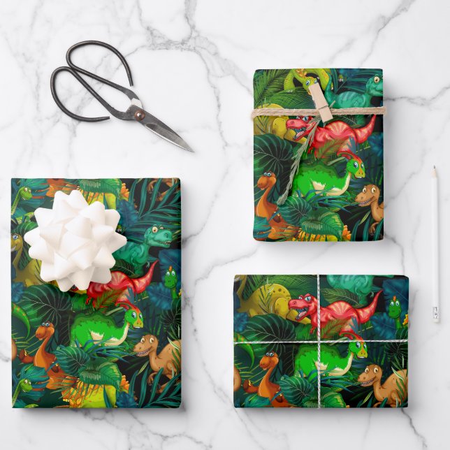 Feuille De Papier Cadeau Parc des dinosaures (Recto)