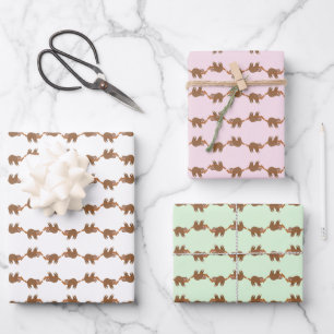 Feuille De Papier Cadeau Paresseux endormi dans un arbre Animal mignon Mult