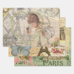 Feuille De Papier Cadeau Paris France Jolie Fille Douce Tour Eiffel