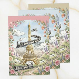 Feuille De Papier Cadeau Paris romantique, Tour Eiffel, Art français