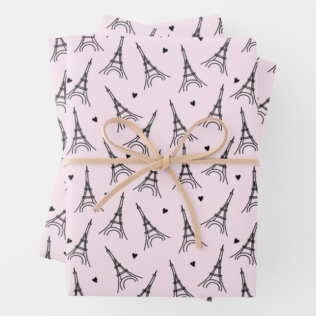 Feuille De Papier Cadeau Paris Tour Eiffel Anniversaire Douche (En situation)