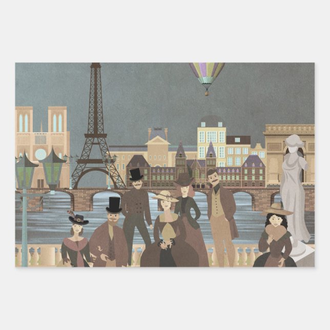 Feuille De Papier Cadeau Paris victorien (Devant)