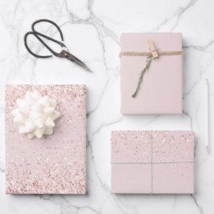 Feuille De Papier Cadeau Parties scintillant brillante rose pâle