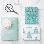 Feuille De Papier Cadeau Parties scintillant Chic White Mint Christmas Tree<br><div class="desc">Parties scintillant Chic Mint White Christmas Trees</div>