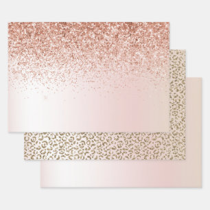 Feuille De Papier Cadeau Parties scintillant de Rose blanc clair     