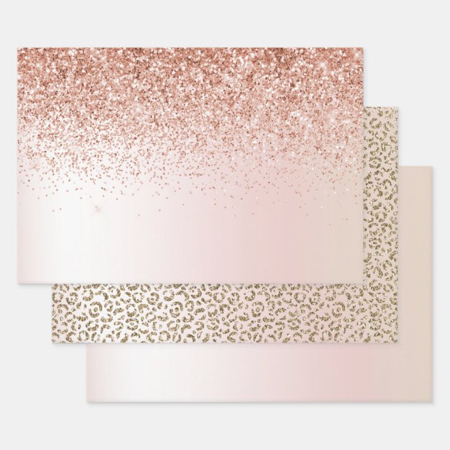 Feuille De Papier Cadeau Parties scintillant de Rose blanc clair      (Lot)