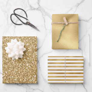 Feuille De Papier Cadeau Parties scintillant d'or Glitz        