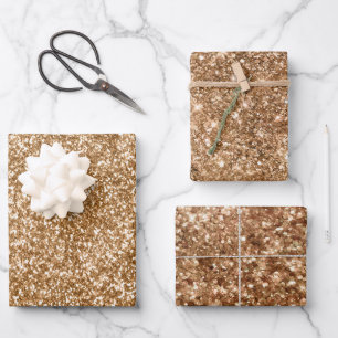 Feuille De Papier Cadeau Parties scintillant en bronze or