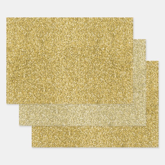 Feuille De Papier Cadeau Parties scintillant Gold Glitzy (Lot)