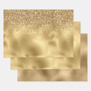 Feuille De Papier Cadeau Parties scintillant Gold Sparkle Faux