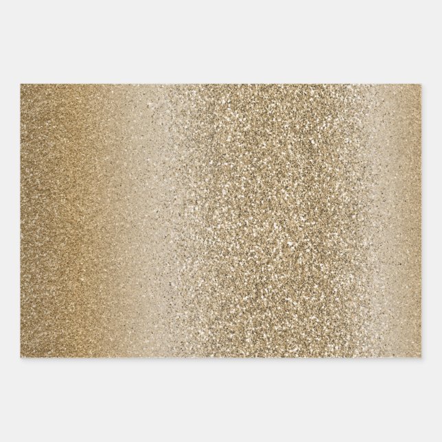 Feuille De Papier Cadeau Parties scintillant Gold White Glam (Devant 3)