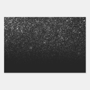 Feuille De Papier Cadeau Parties scintillant noire moderne chic Ombre