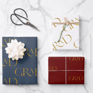 Feuille De Papier Cadeau parties scintillant or élégante de graduation de s