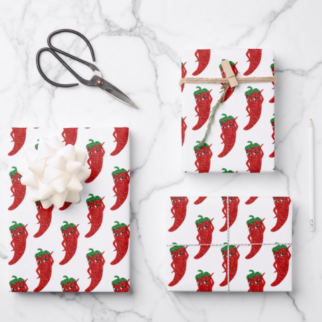Feuille De Papier Cadeau Parties scintillant Red Hot Pepper Diva (Recto)