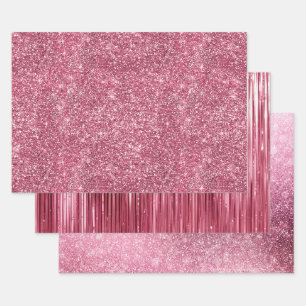 Feuille De Papier Cadeau Parties scintillant rose Faux & Glam