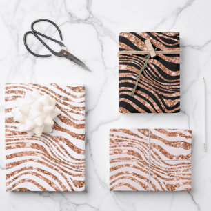 Feuille De Papier Cadeau Parties scintillant rose Gold Zebra