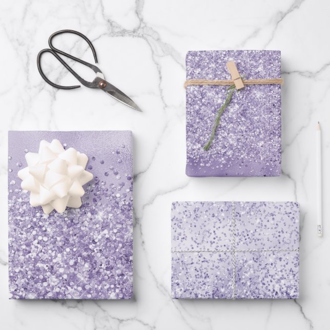 Feuille De Papier Cadeau Parties scintillant violette brillante            (Recto)