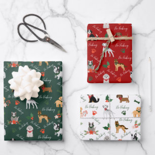 Feuille De Papier Cadeau Pas de pékin Festif Noël Chien de race Motif