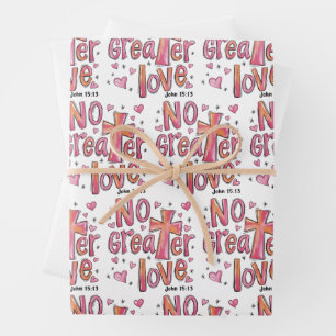 Feuille De Papier Cadeau Pas de plus grand amour Jésus Saint Valentin Noël