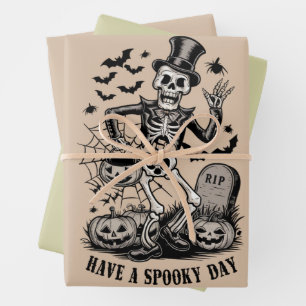Feuille De Papier Cadeau Passez une journée effrayante Halloween Sorcière S
