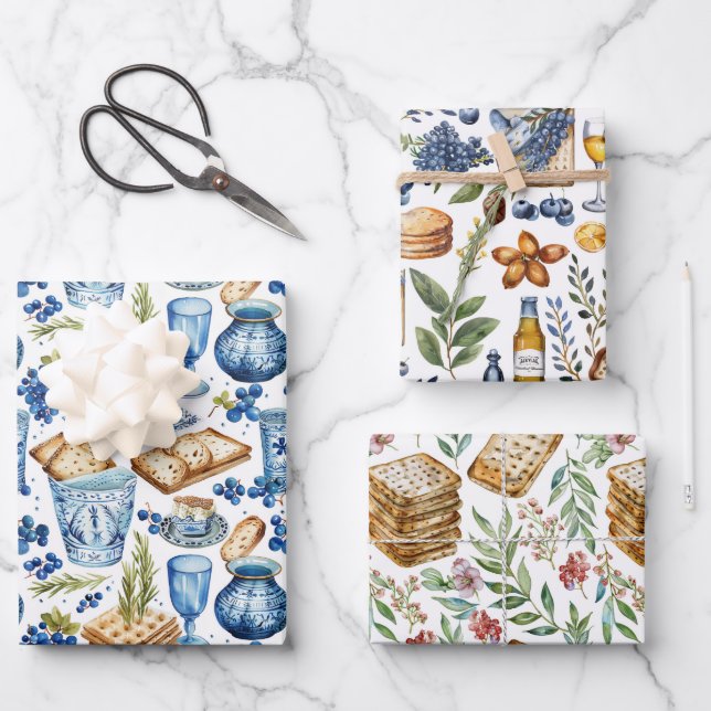 Feuille De Papier Cadeau Passover Matzah (Recto)