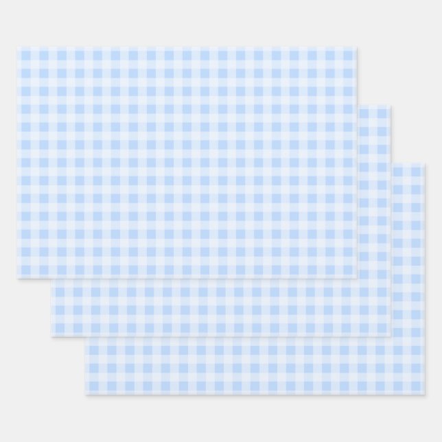 Feuille De Papier Cadeau Pastel Blue Gingham (Lot)