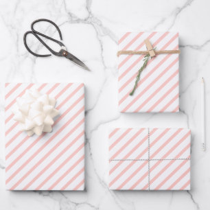 Feuille De Papier Cadeau Pastel Blush Pink White Stripes