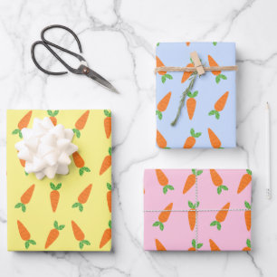 Feuille De Papier Cadeau Pastel Carottes Cadeaux de Pâques pour Pâques Pani