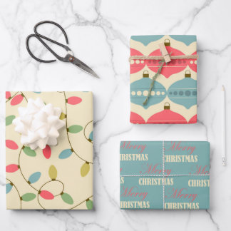 Feuille De Papier Cadeau Pastel de Noël rétro les années 50 Vintage Wrapper