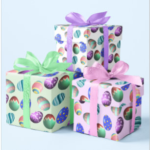 Feuille De Papier Cadeau Pastel Oeufs de Pâques Vert clair rose blanc color