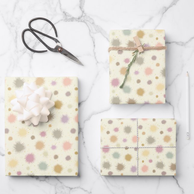 Feuille De Papier Cadeau Pastel Party Pollen - motif sans soudure. (Recto)