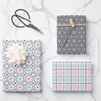 Feuille De Papier Cadeau Pastel Pattern of Gray, Pink, Mint Geometric Shape