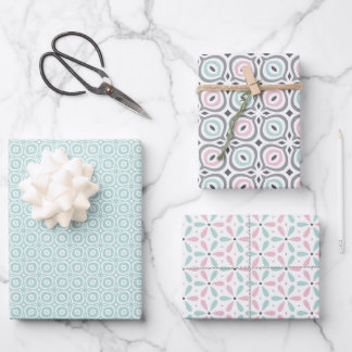 Feuille De Papier Cadeau Pastel Pattern of Pink, Mint, Gray Geometric Shape