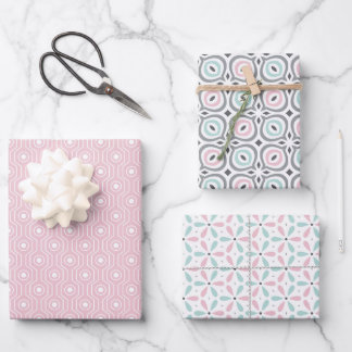 Feuille De Papier Cadeau Pastel Pattern of Pink, Mint, Gray Geometric Shape