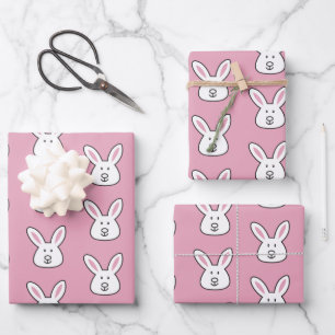 Feuille De Papier Cadeau Pastel Pink Cute Bunny Motif