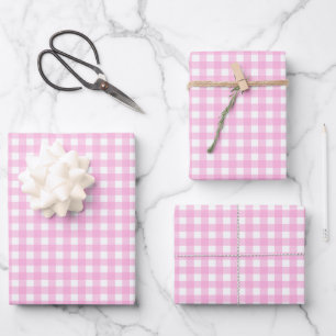 Feuille De Papier Cadeau Pastel Pink En vichy Motif