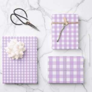 Feuille De Papier Cadeau Pastel Purple En vichy Motif