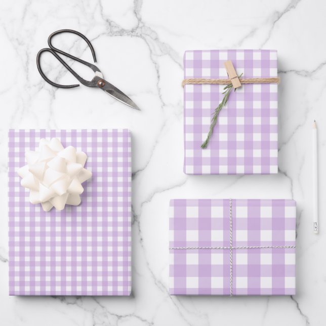 Feuille De Papier Cadeau Pastel Purple En vichy Motif (Recto)