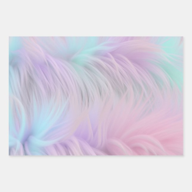 Feuille De Papier Cadeau Pastel Rainbow Fur (Devant)